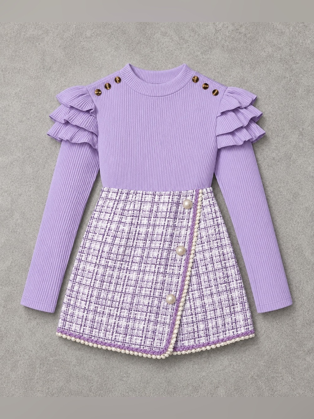 Tomolant Girls Long Sleeve Shirt & Skirt Set